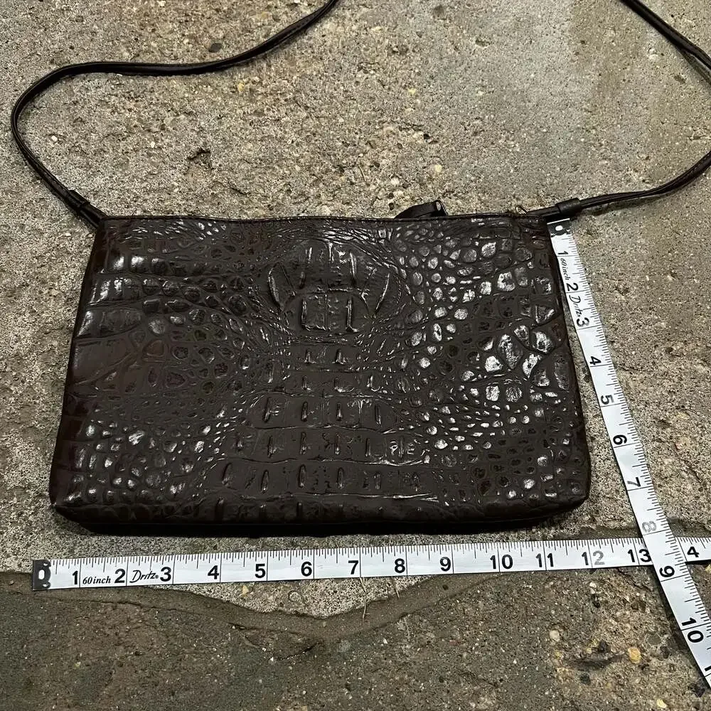 Genuine Split Leather Crocodile Pattern Crossbody Shoulder Bag